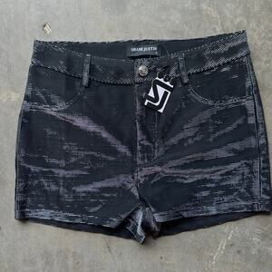 Shane Justin Women's Medium Micro Shorts Black Glitter Shiny Party Club Short